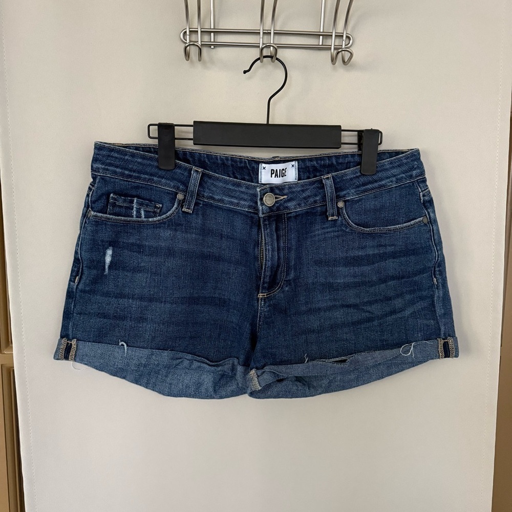Paige Womens 28 Blue Jimmy Jimmy Roll Cuff Jean Denim Shorts